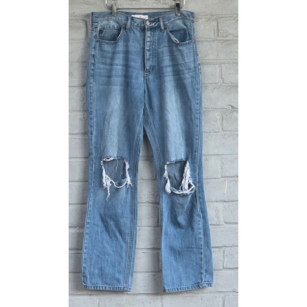 KanCan Dixon Ultra High Rise 90s Boyfriend Distressed Jeans Medium Wash 9/28